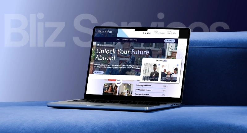 Website design project for an education and International tourism business, Bliz Services developed by Kaltech Consultancy