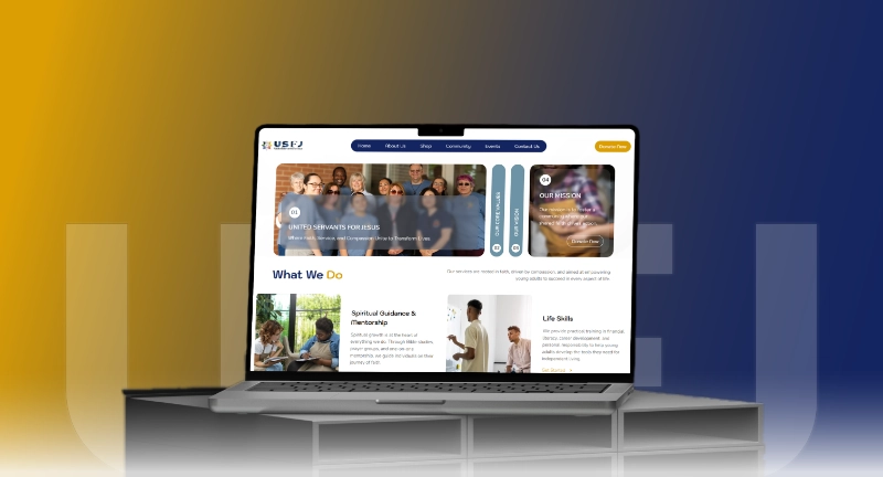 Website design project for a Christian non-profit  business, United Servants for Jesus developed by Kaltech Consultancy