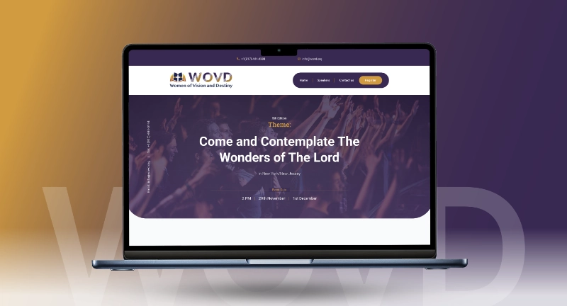 Website design project for a Christian non-profit  business, Women of Vision and Destiny WOVD developed by Kaltech Consultancy